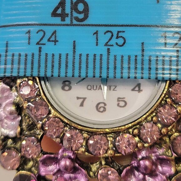 Purple Rhinestone Watch Cuff Band Round Face Ornate Fashion Watch - NEW ! - Picture 7 of 16